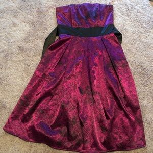 Strapless satiny cocktail dress